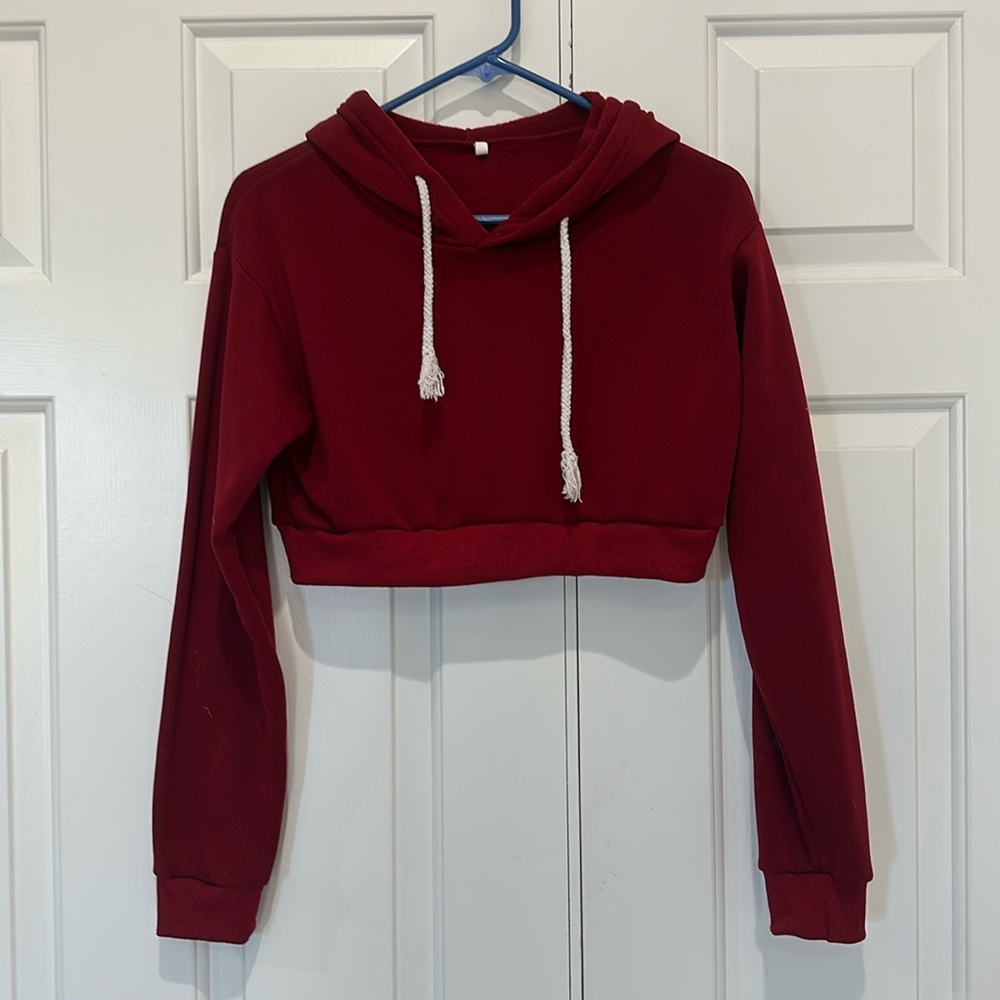 Red Cropped Hoodie